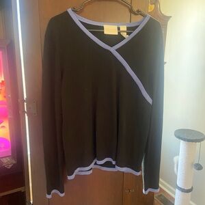 Black Sweater with Purple Trim by First Issue a Liz Claiborne Company
